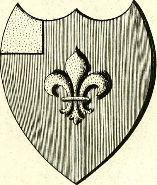 An illustration from A Collection of coats of arms borne by the nobility and gentry of the county of Glocester, 1792, leaf 68