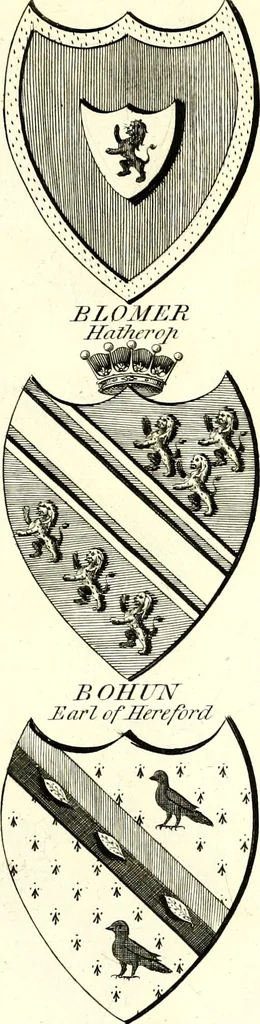 An illustration from A Collection of coats of arms borne by the nobility and gentry of the county of Glocester, 1792, leaf 70