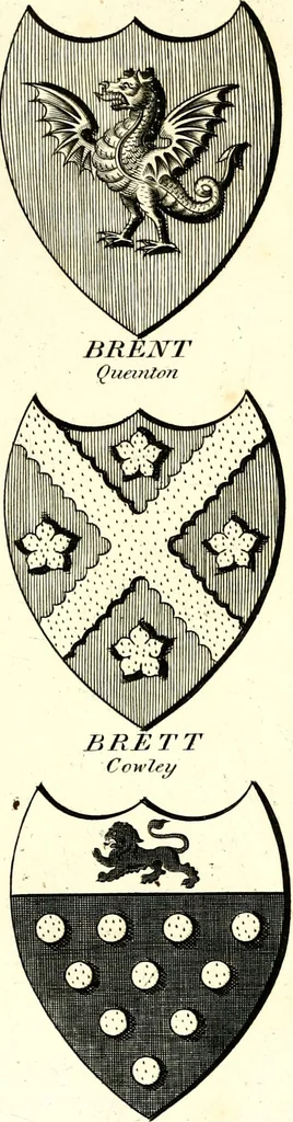 An illustration from A Collection of coats of arms borne by the nobility and gentry of the county of Glocester, 1792, leaf 72