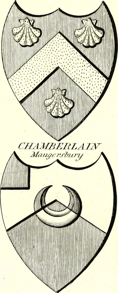 An illustration from A Collection of coats of arms borne by the nobility and gentry of the county of Glocester, 1792, leaf 78