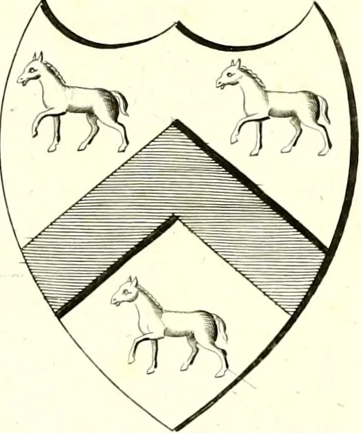 An illustration from A Collection of coats of arms borne by the nobility and gentry of the county of Glocester, 1792, leaf 82