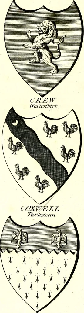 An illustration from A Collection of coats of arms borne by the nobility and gentry of the county of Glocester, 1792, leaf 86