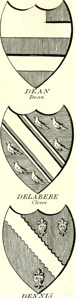 An illustration from A Collection of coats of arms borne by the nobility and gentry of the county of Glocester, 1792, leaf 88