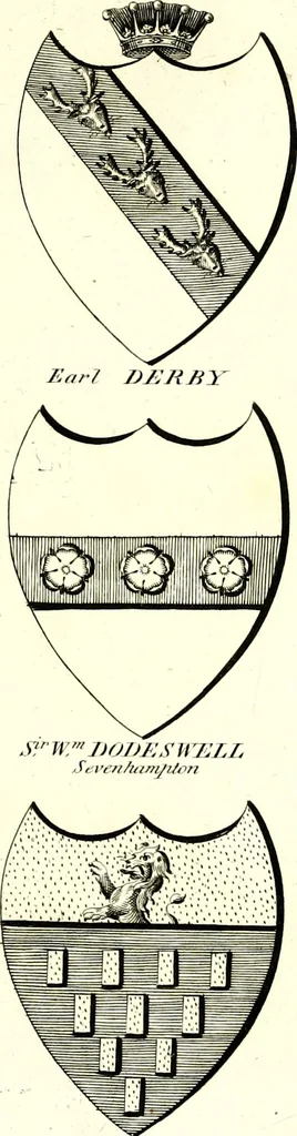 An illustration from A Collection of coats of arms borne by the nobility and gentry of the county of Glocester, 1792, leaf 90