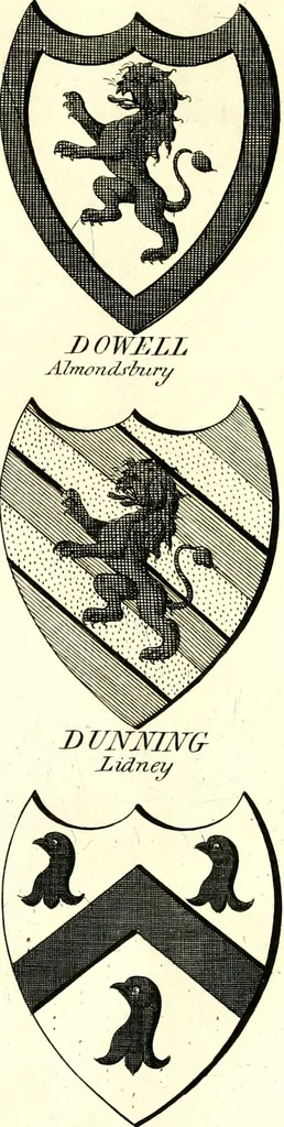 An illustration from A Collection of coats of arms borne by the nobility and gentry of the county of Glocester, 1792, leaf 94