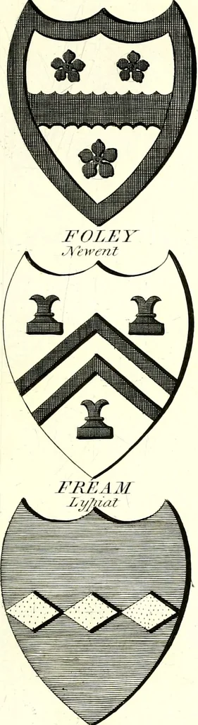 An illustration from A Collection of coats of arms borne by the nobility and gentry of the county of Glocester, 1792, leaf 98