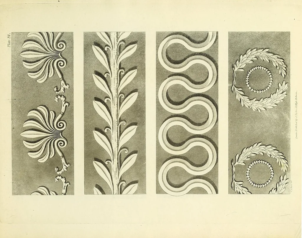 An illustration from A collection of designs for modern embellishments : suitable to parlours, dining & drawing rooms, folding doors, chimney pieces, varandas, frizes, &c. on 25 plates, 1834, leaf 51