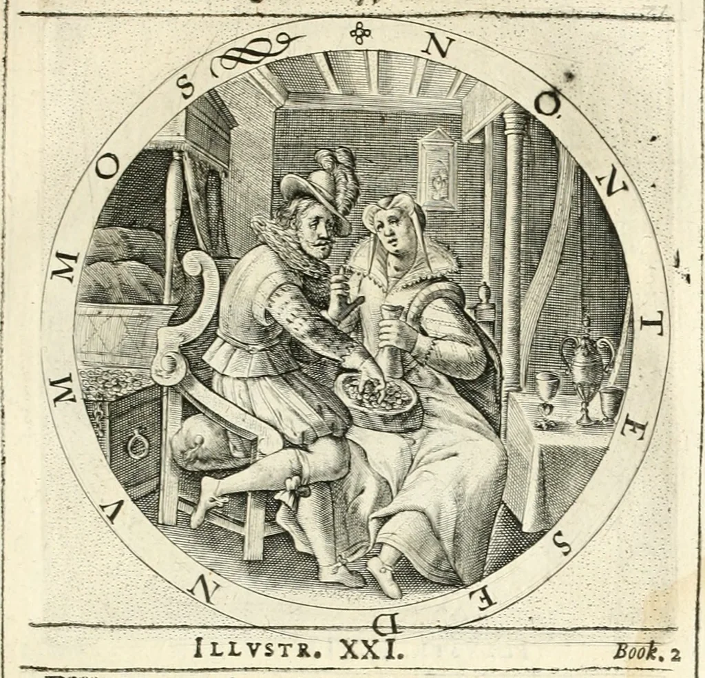 An illustration from A collection of emblemes, ancient and moderne : quickened vvith metricall illustrations, both morall and divine : and disposed into lotteries, that instruction and good counsell may bee furthered by an honest and pleasant recreation, 1635, leaf 114