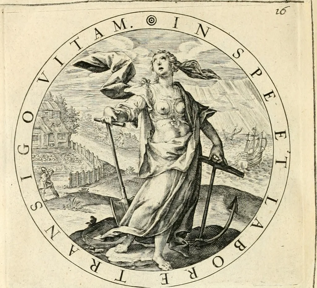 An illustration from A collection of emblemes, ancient and moderne : quickened vvith metricall illustrations, both morall and divine : and disposed into lotteries, that instruction and good counsell may bee furthered by an honest and pleasant recreation, 1635, leaf 177