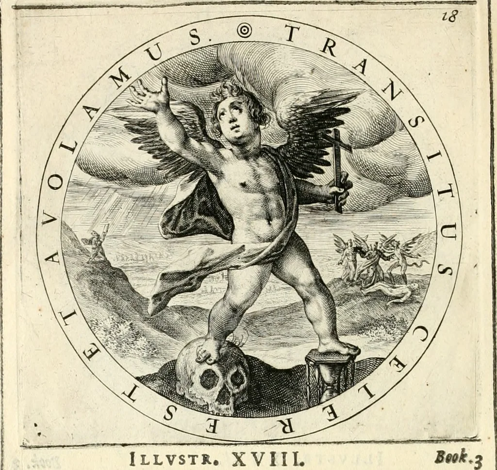 An illustration from A collection of emblemes, ancient and moderne : quickened vvith metricall illustrations, both morall and divine : and disposed into lotteries, that instruction and good counsell may bee furthered by an honest and pleasant recreation, 1635, leaf 179