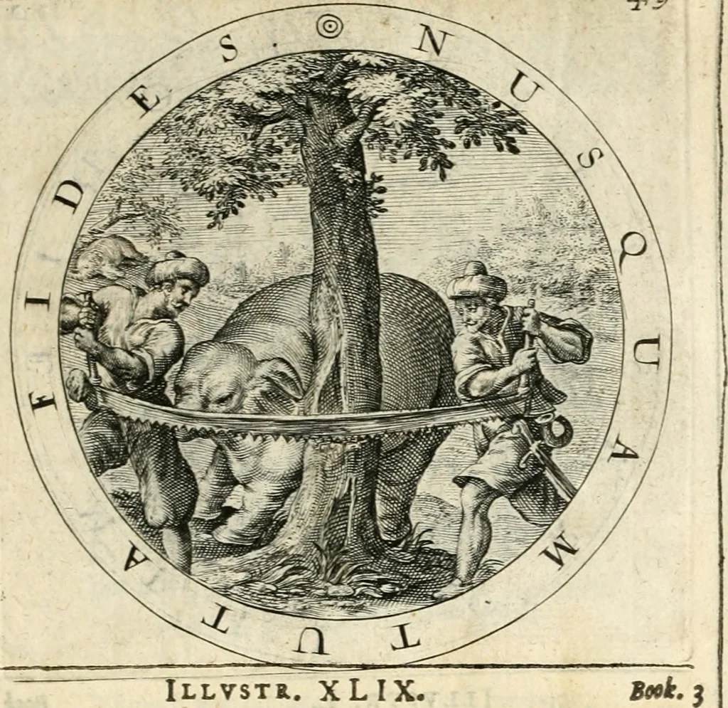 An illustration from A collection of emblemes, ancient and moderne : quickened vvith metricall illustrations, both morall and divine : and disposed into lotteries, that instruction and good counsell may bee furthered by an honest and pleasant recreation, 1635, leaf 210