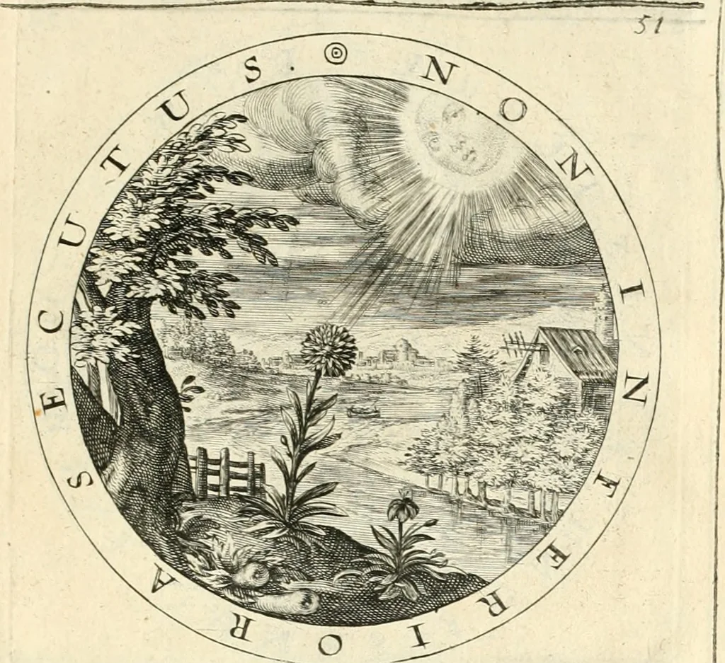 An illustration from A collection of emblemes, ancient and moderne : quickened vvith metricall illustrations, both morall and divine : and disposed into lotteries, that instruction and good counsell may bee furthered by an honest and pleasant recreation, 1635, leaf 230