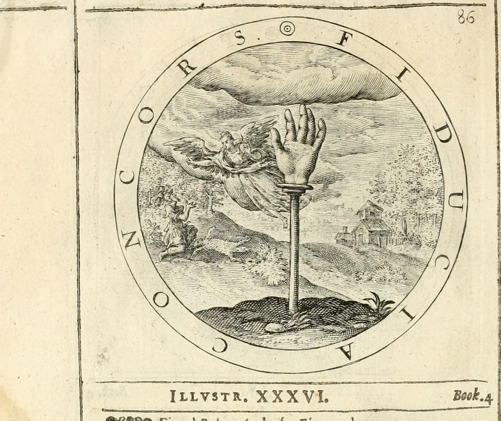 An illustration from A collection of emblemes, ancient and moderne : quickened vvith metricall illustrations, both morall and divine : and disposed into lotteries, that instruction and good counsell may bee furthered by an honest and pleasant recreation, 1635, leaf 265