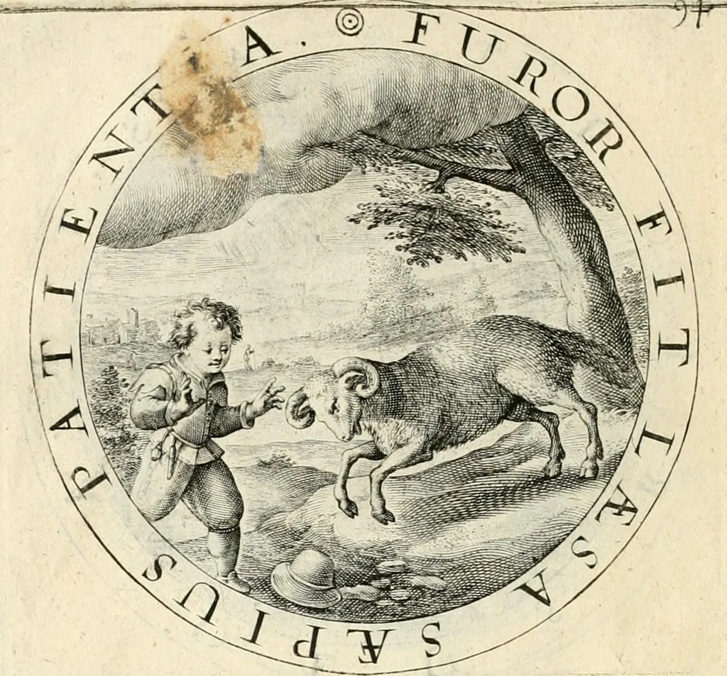 An illustration from A collection of emblemes, ancient and moderne : quickened vvith metricall illustrations, both morall and divine : and disposed into lotteries, that instruction and good counsell may bee furthered by an honest and pleasant recreation, 1635, leaf 273