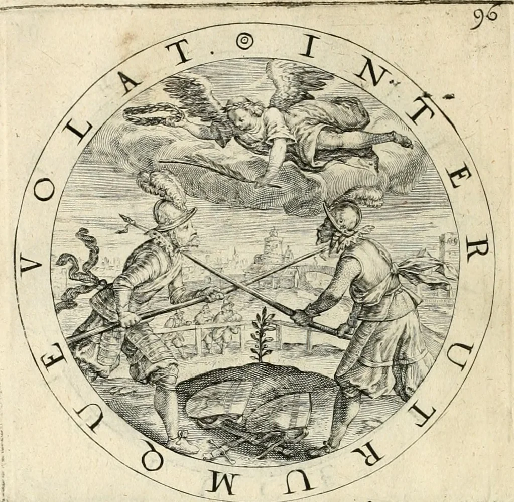 An illustration from A collection of emblemes, ancient and moderne : quickened vvith metricall illustrations, both morall and divine : and disposed into lotteries, that instruction and good counsell may bee furthered by an honest and pleasant recreation, 1635, leaf 275