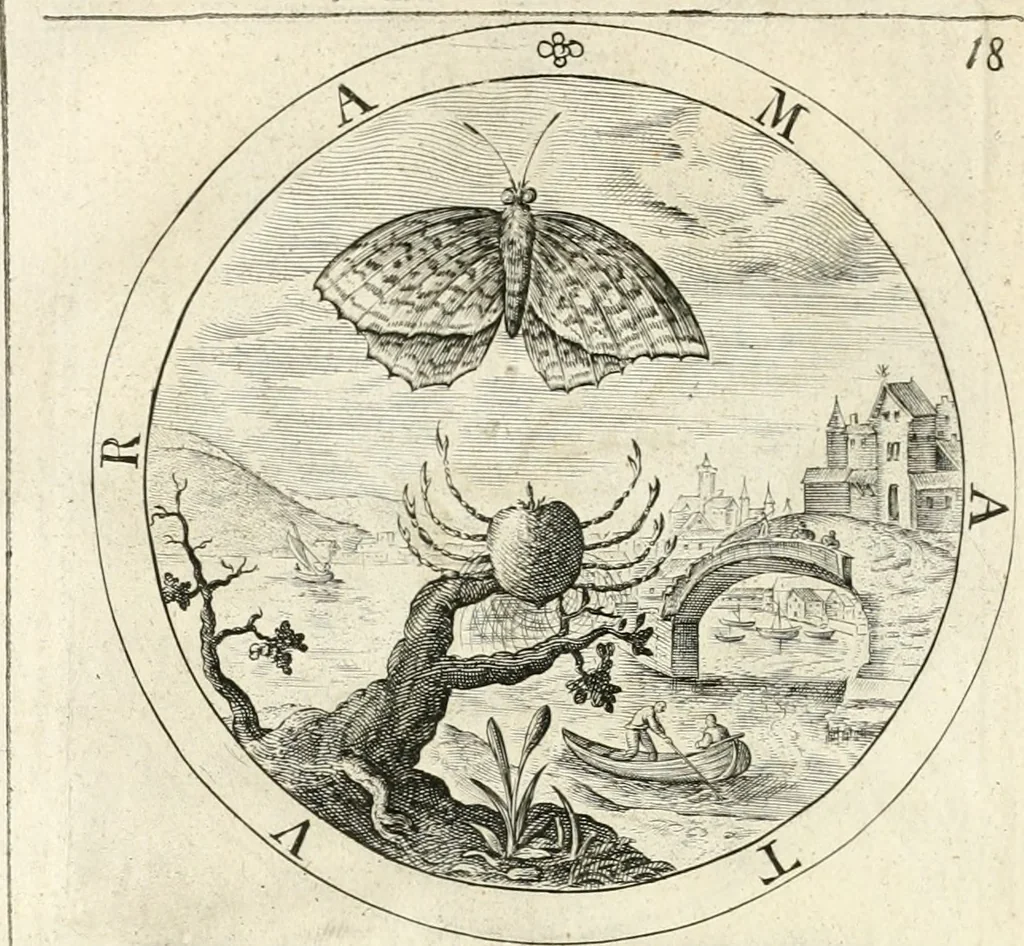 An illustration from A collection of emblemes, ancient and moderne : quickened vvith metricall illustrations, both morall and divine : and disposed into lotteries, that instruction and good counsell may bee furthered by an honest and pleasant recreation, 1635, leaf 43