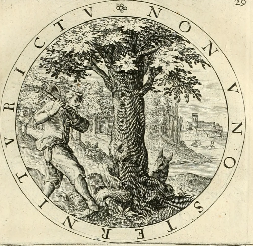 An illustration from A collection of emblemes, ancient and moderne : quickened vvith metricall illustrations, both morall and divine : and disposed into lotteries, that instruction and good counsell may bee furthered by an honest and pleasant recreation, 1635, leaf 54