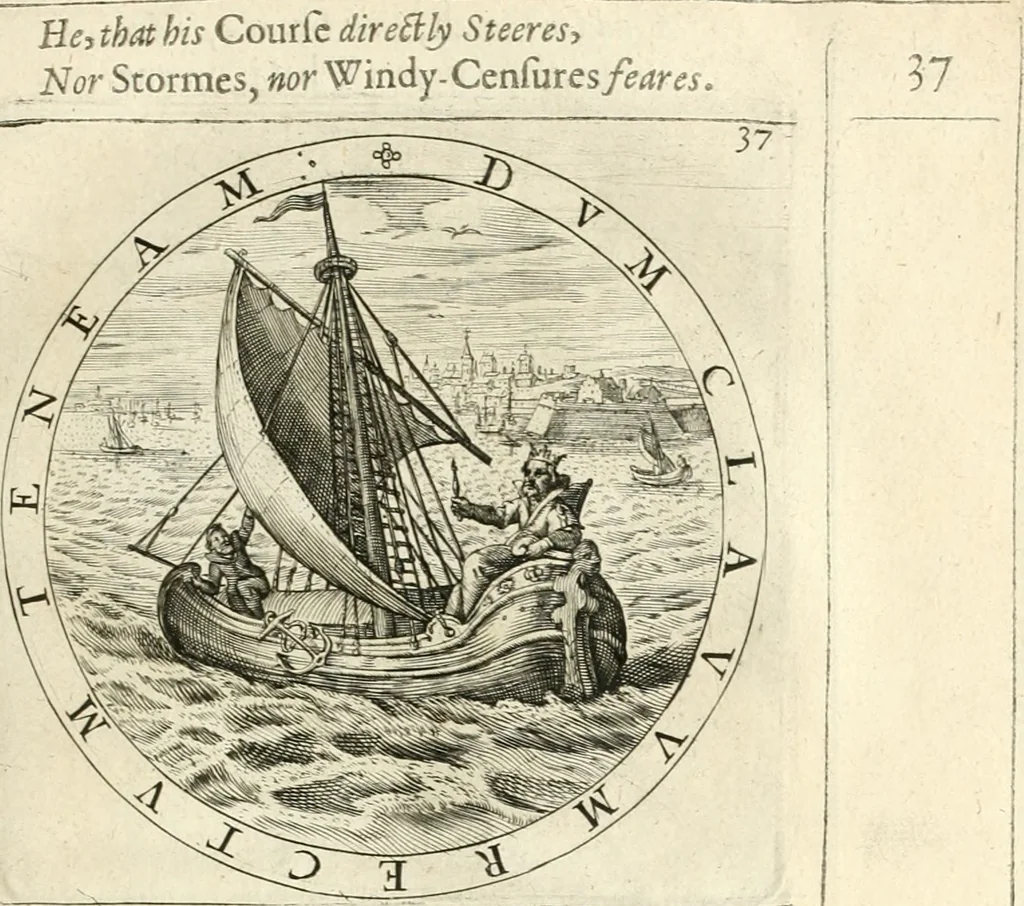 An illustration from A collection of emblemes, ancient and moderne : quickened vvith metricall illustrations, both morall and divine : and disposed into lotteries, that instruction and good counsell may bee furthered by an honest and pleasant recreation, 1635, leaf 62