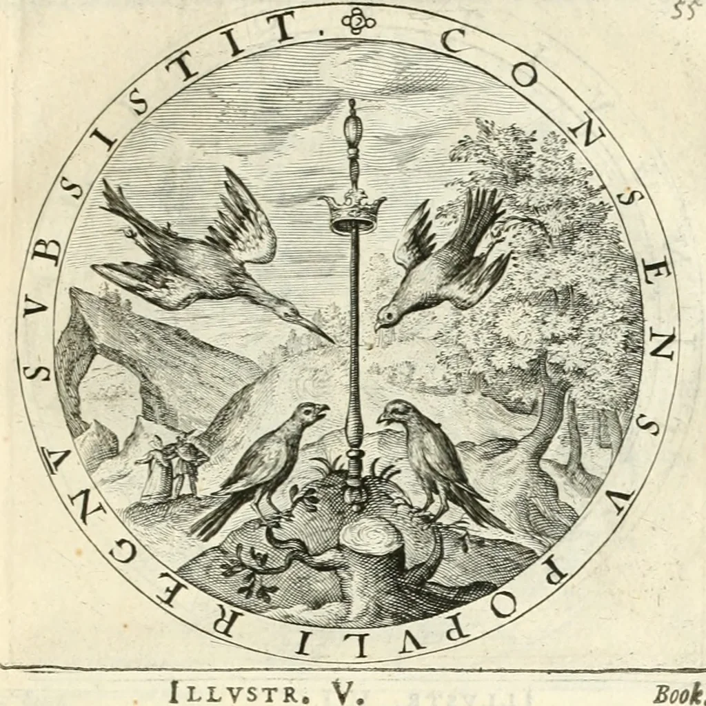 An illustration from A collection of emblemes, ancient and moderne : quickened vvith metricall illustrations, both morall and divine : and disposed into lotteries, that instruction and good counsell may bee furthered by an honest and pleasant recreation, 1635, leaf 98