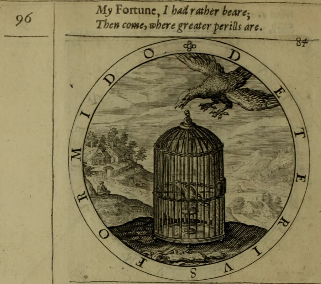 An illustration from A collection of emblemes, ancient and moderne : quickened vvith metricall illvstrations, both morall and divine, and disposed into lotteries, that instruction and good counsell may bee furthered by an honest and pleasant recreation, 1635, leaf 127