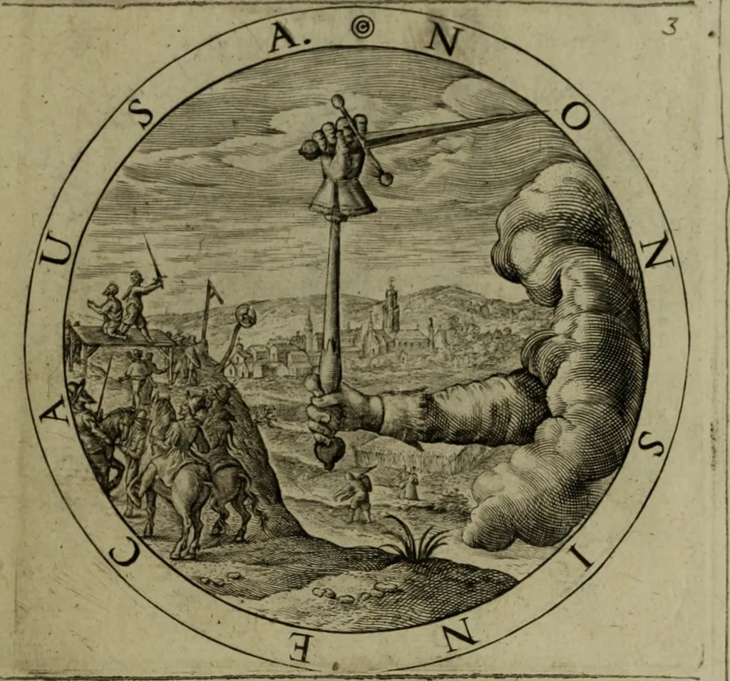 An illustration from A collection of emblemes, ancient and moderne : quickened vvith metricall illvstrations, both morall and divine, and disposed into lotteries, that instruction and good counsell may bee furthered by an honest and pleasant recreation, 1635, leaf 164