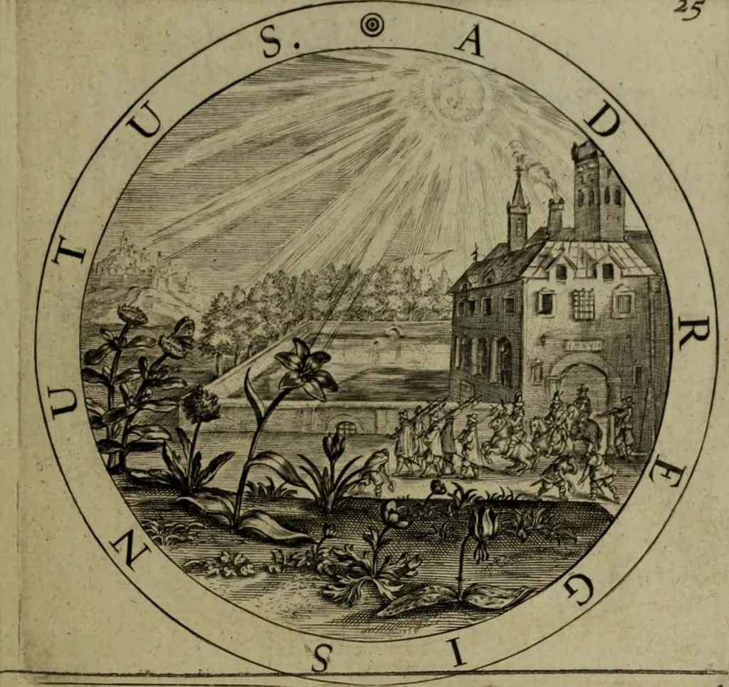 An illustration from A collection of emblemes, ancient and moderne : quickened vvith metricall illvstrations, both morall and divine, and disposed into lotteries, that instruction and good counsell may bee furthered by an honest and pleasant recreation, 1635, leaf 186