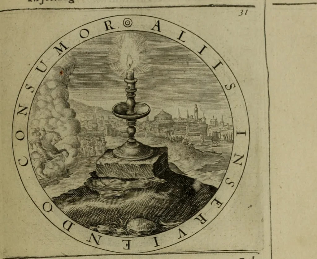 An illustration from A collection of emblemes, ancient and moderne : quickened vvith metricall illvstrations, both morall and divine, and disposed into lotteries, that instruction and good counsell may bee furthered by an honest and pleasant recreation, 1635, leaf 192