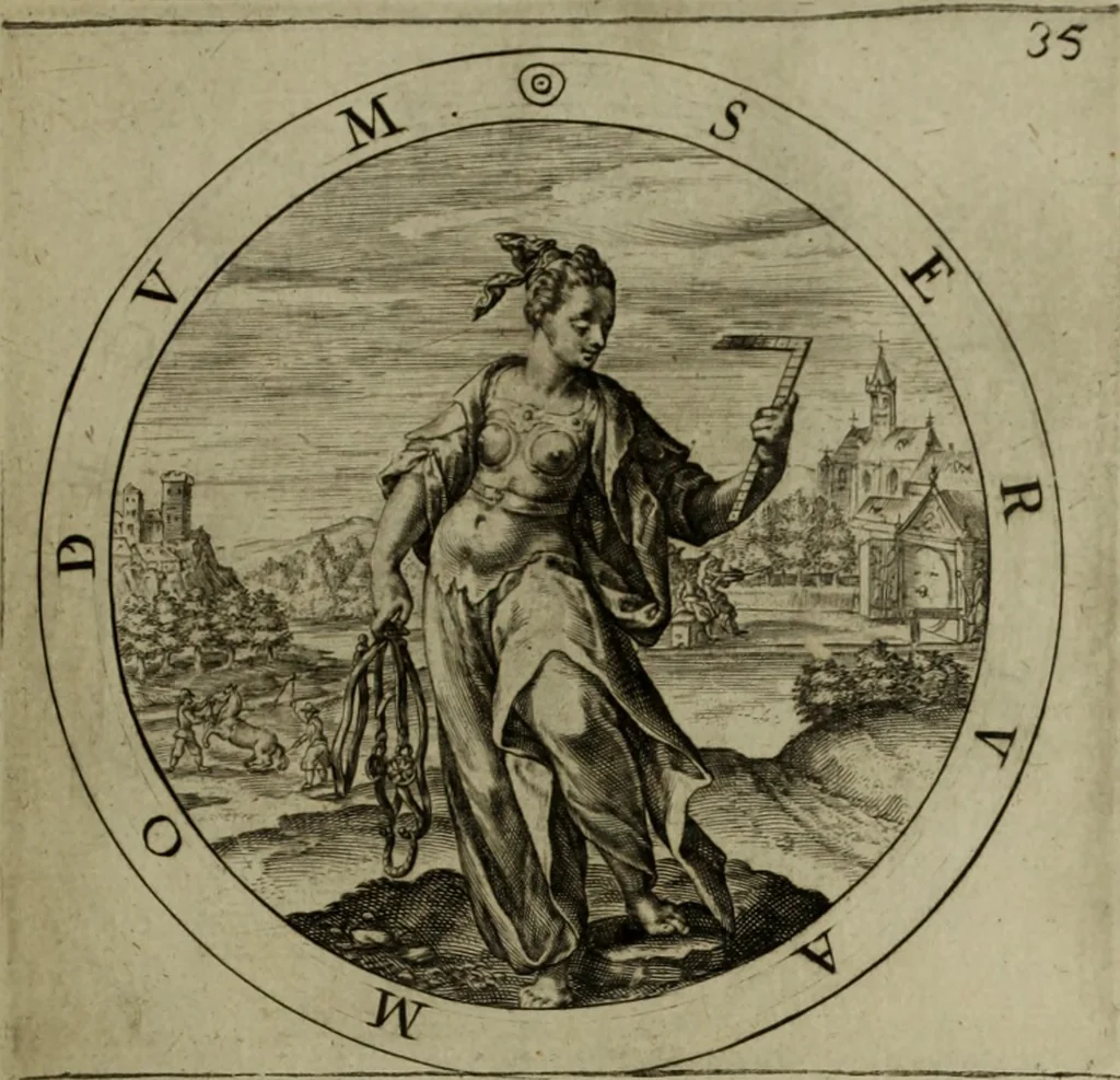 An illustration from A collection of emblemes, ancient and moderne : quickened vvith metricall illvstrations, both morall and divine, and disposed into lotteries, that instruction and good counsell may bee furthered by an honest and pleasant recreation, 1635, leaf 196