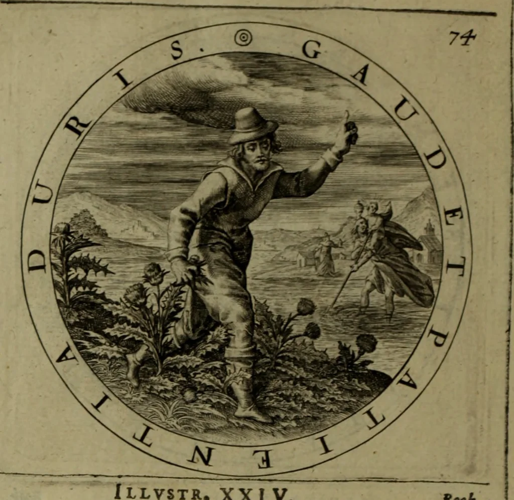 An illustration from A collection of emblemes, ancient and moderne : quickened vvith metricall illvstrations, both morall and divine, and disposed into lotteries, that instruction and good counsell may bee furthered by an honest and pleasant recreation, 1635, leaf 253