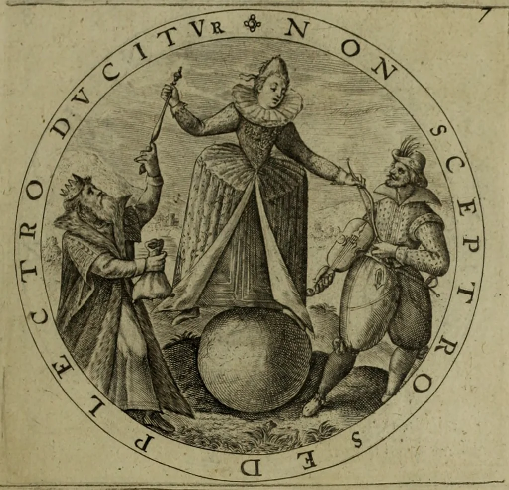 An illustration from A collection of emblemes, ancient and moderne : quickened vvith metricall illvstrations, both morall and divine, and disposed into lotteries, that instruction and good counsell may bee furthered by an honest and pleasant recreation, 1635, leaf 32