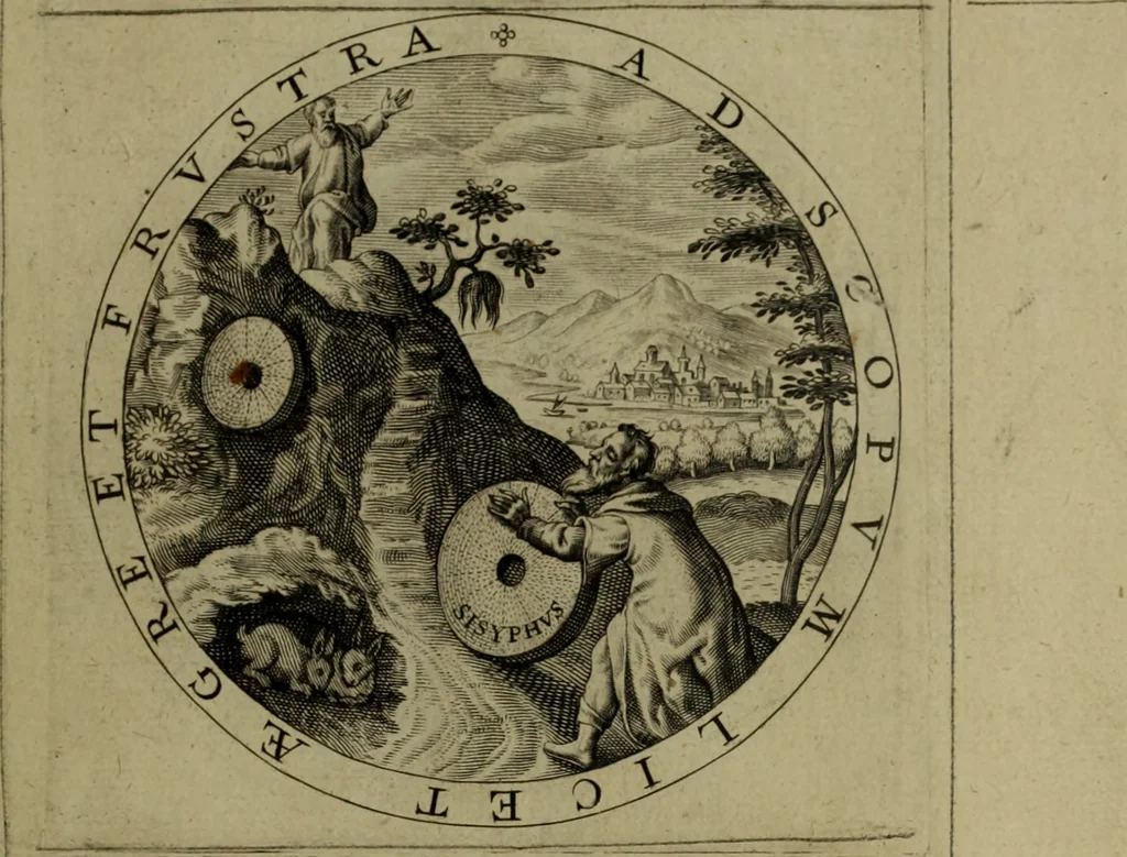 An illustration from A collection of emblemes, ancient and moderne : quickened vvith metricall illvstrations, both morall and divine, and disposed into lotteries, that instruction and good counsell may bee furthered by an honest and pleasant recreation, 1635, leaf 36