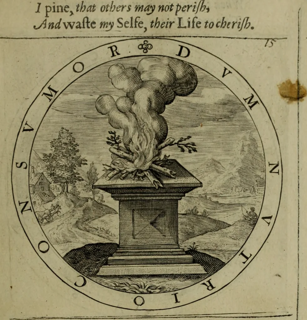 An illustration from A collection of emblemes, ancient and moderne : quickened vvith metricall illvstrations, both morall and divine, and disposed into lotteries, that instruction and good counsell may bee furthered by an honest and pleasant recreation, 1635, leaf 40
