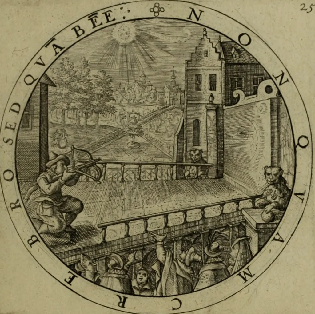 An illustration from A collection of emblemes, ancient and moderne : quickened vvith metricall illvstrations, both morall and divine, and disposed into lotteries, that instruction and good counsell may bee furthered by an honest and pleasant recreation, 1635, leaf 50