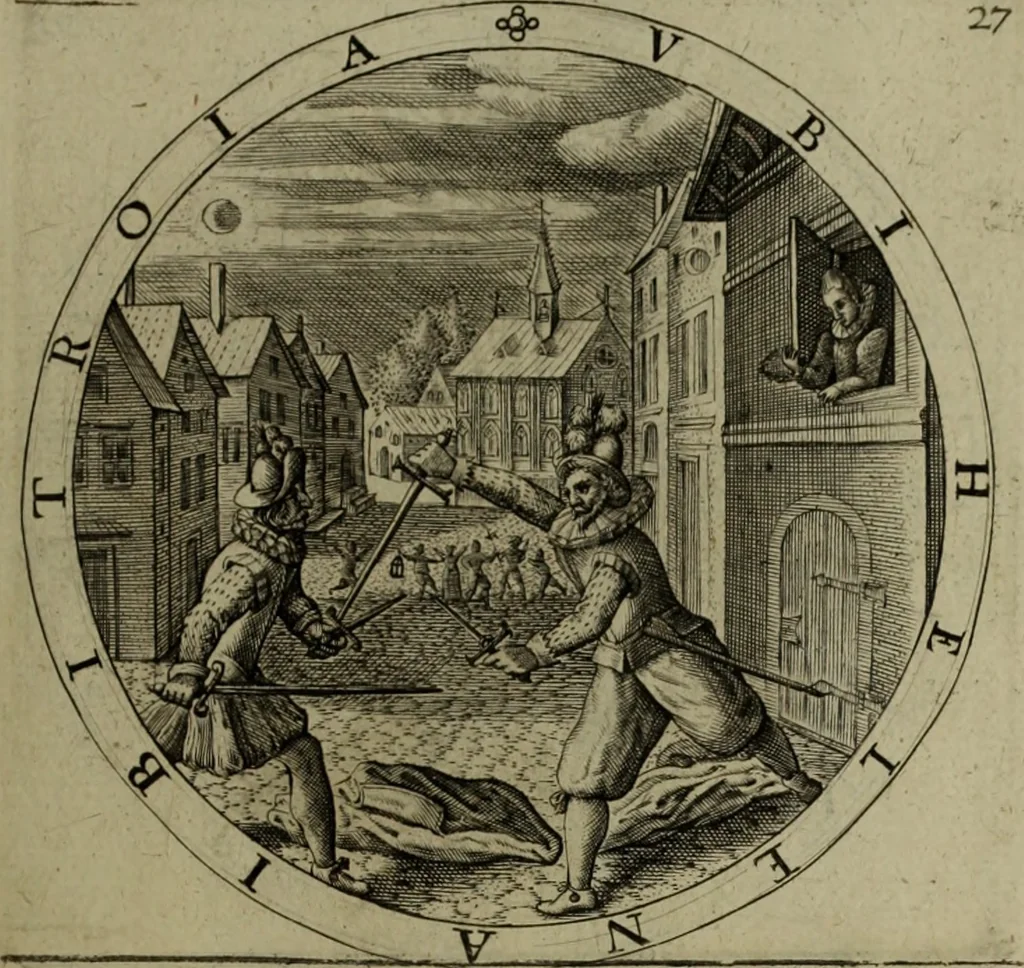 An illustration from A collection of emblemes, ancient and moderne : quickened vvith metricall illvstrations, both morall and divine, and disposed into lotteries, that instruction and good counsell may bee furthered by an honest and pleasant recreation, 1635, leaf 52