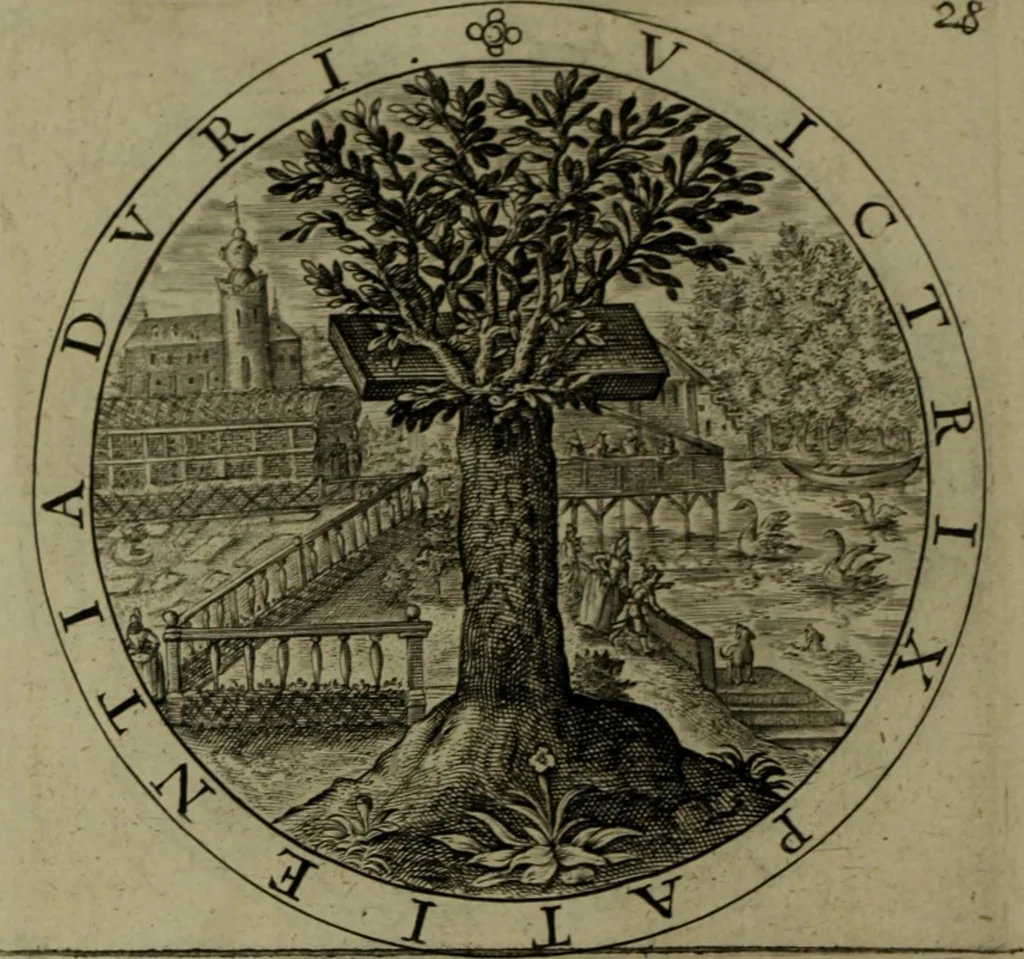 An illustration from A collection of emblemes, ancient and moderne : quickened vvith metricall illvstrations, both morall and divine, and disposed into lotteries, that instruction and good counsell may bee furthered by an honest and pleasant recreation, 1635, leaf 53