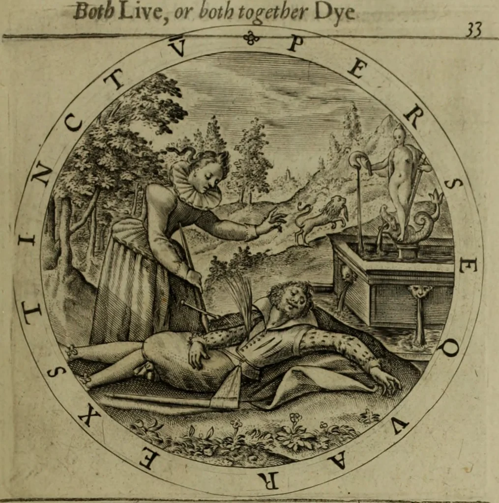 An illustration from A collection of emblemes, ancient and moderne : quickened vvith metricall illvstrations, both morall and divine, and disposed into lotteries, that instruction and good counsell may bee furthered by an honest and pleasant recreation, 1635, leaf 58
