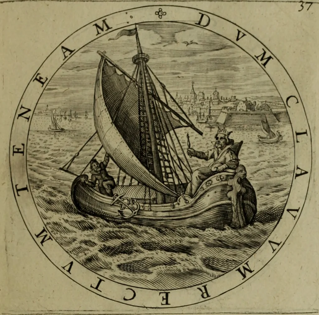 An illustration from A collection of emblemes, ancient and moderne : quickened vvith metricall illvstrations, both morall and divine, and disposed into lotteries, that instruction and good counsell may bee furthered by an honest and pleasant recreation, 1635, leaf 62