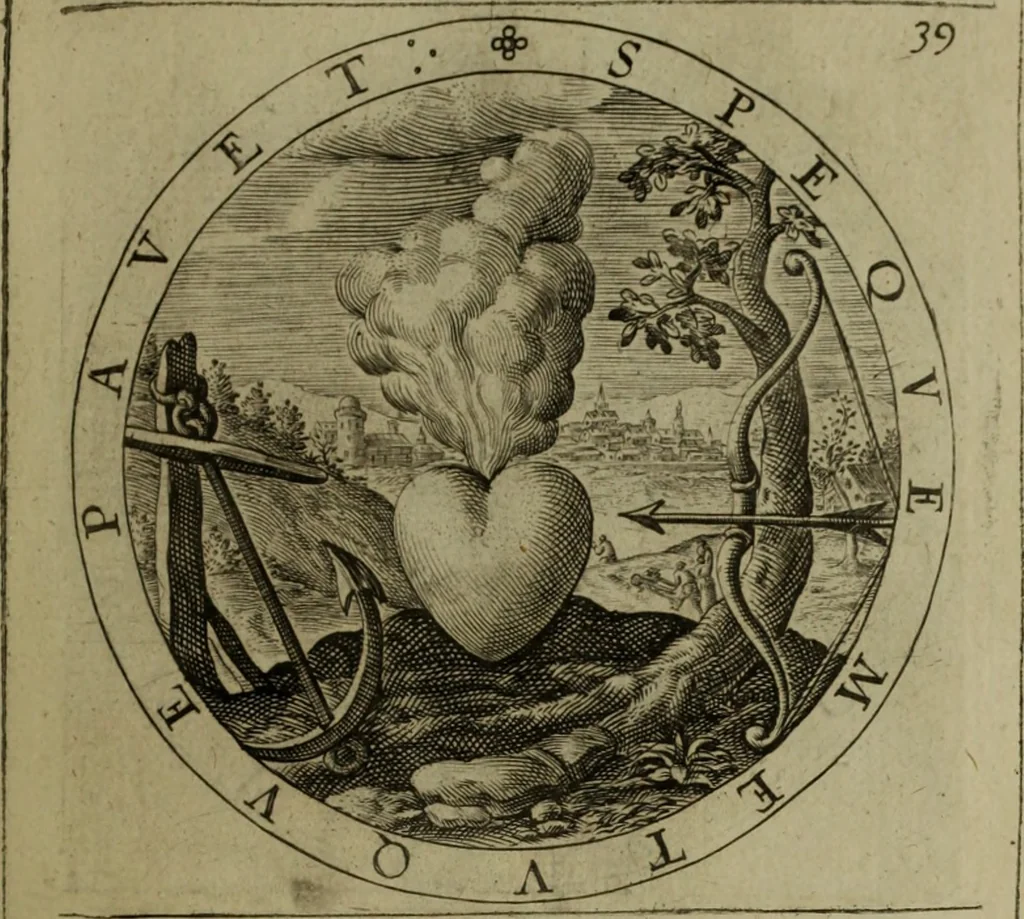 An illustration from A collection of emblemes, ancient and moderne : quickened vvith metricall illvstrations, both morall and divine, and disposed into lotteries, that instruction and good counsell may bee furthered by an honest and pleasant recreation, 1635, leaf 64