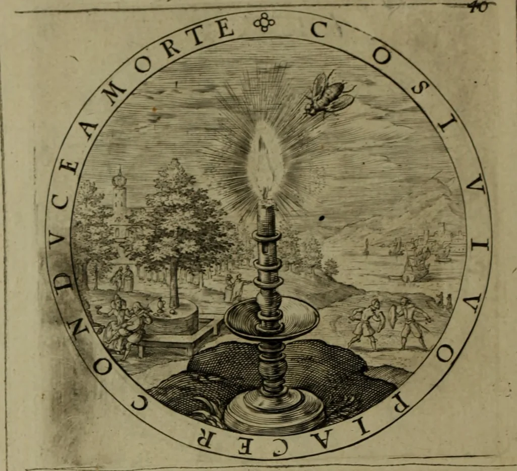 An illustration from A collection of emblemes, ancient and moderne : quickened vvith metricall illvstrations, both morall and divine, and disposed into lotteries, that instruction and good counsell may bee furthered by an honest and pleasant recreation, 1635, leaf 65