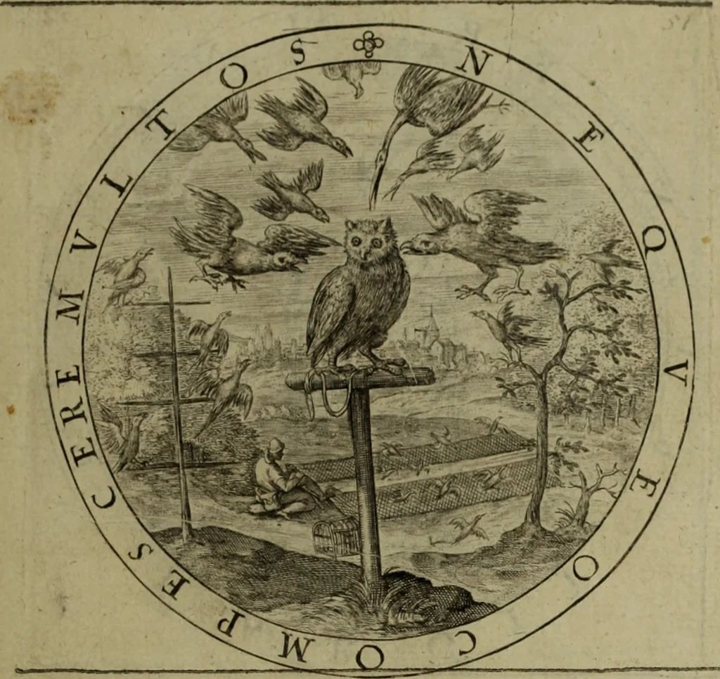 An illustration from A collection of emblemes, ancient and moderne : quickened vvith metricall illvstrations, both morall and divine, and disposed into lotteries, that instruction and good counsell may bee furthered by an honest and pleasant recreation, 1635, leaf 94