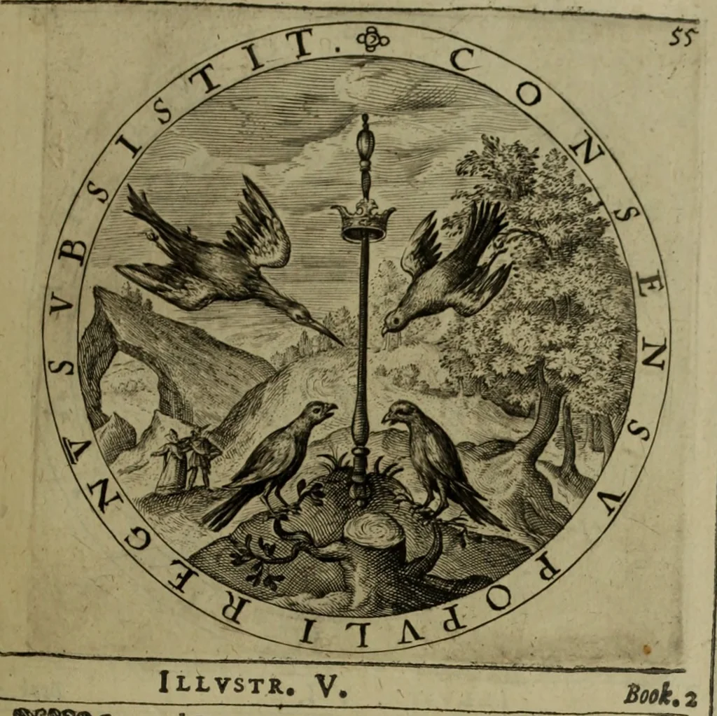 An illustration from A collection of emblemes, ancient and moderne : quickened vvith metricall illvstrations, both morall and divine, and disposed into lotteries, that instruction and good counsell may bee furthered by an honest and pleasant recreation, 1635, leaf 98