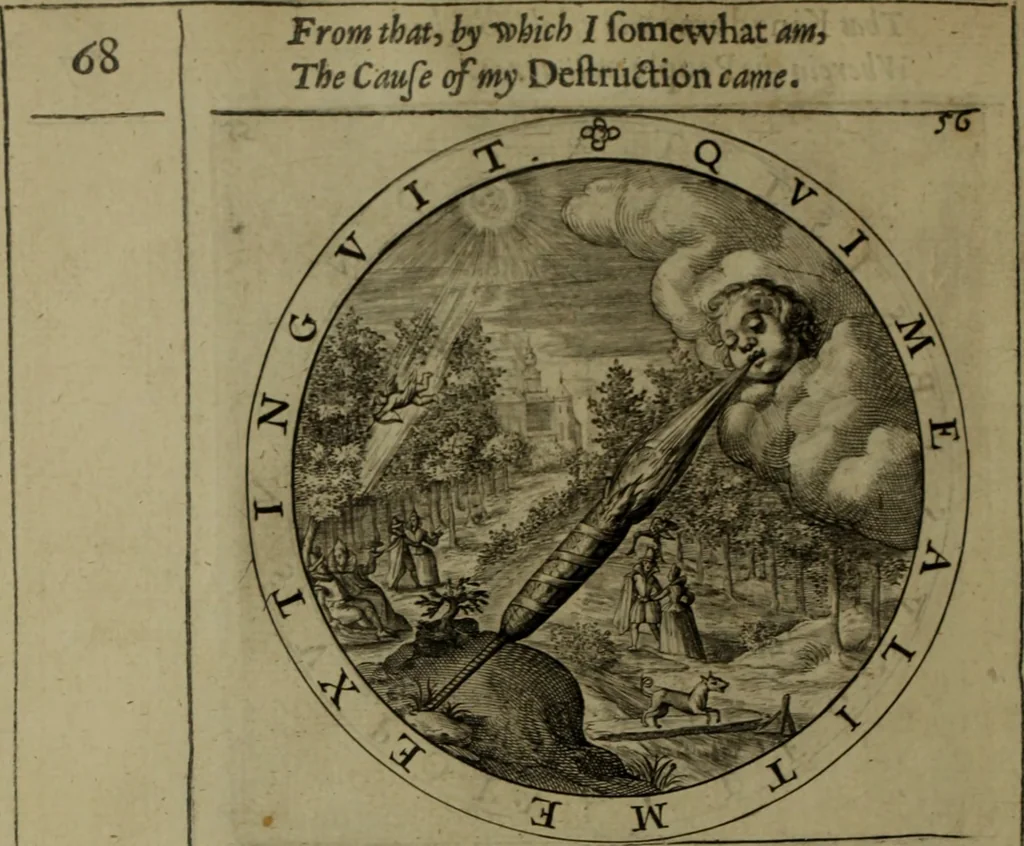 An illustration from A collection of emblemes, ancient and moderne : quickened vvith metricall illvstrations, both morall and divine, and disposed into lotteries, that instruction and good counsell may bee furthered by an honest and pleasant recreation, 1635, leaf 99