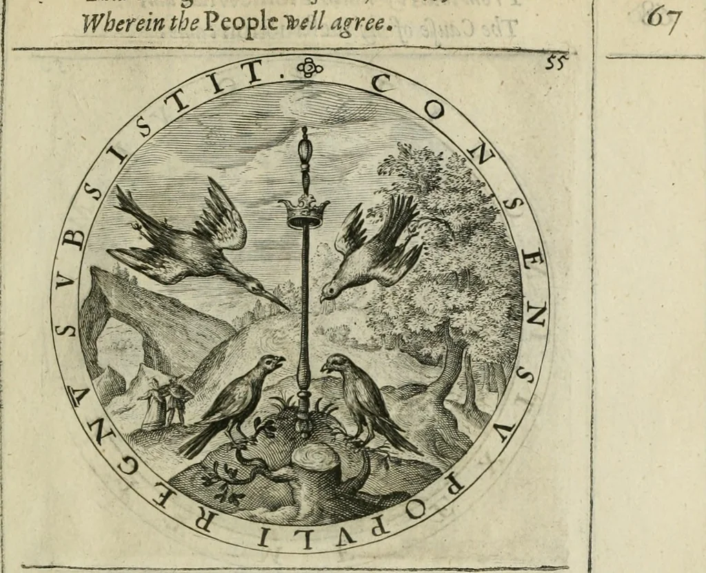 An illustration from A collection of emblemes, ancient and moderne : quickened vvith metricall illustrations, both morall and divine : and disposed into lotteries ..., 1635, leaf 100