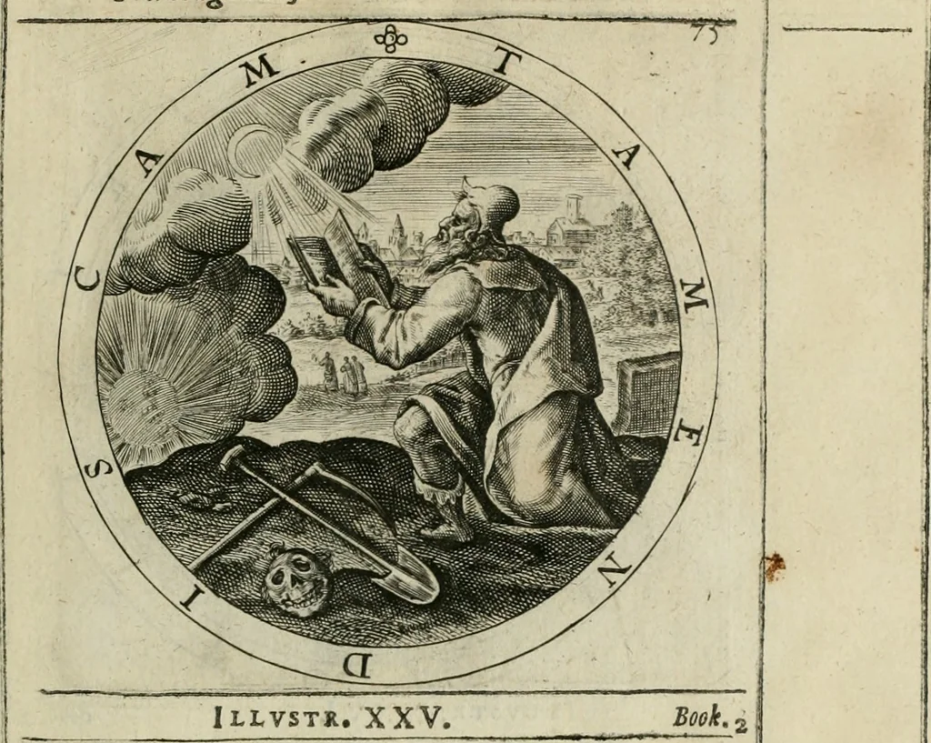 An illustration from A collection of emblemes, ancient and moderne : quickened vvith metricall illustrations, both morall and divine : and disposed into lotteries ..., 1635, leaf 120