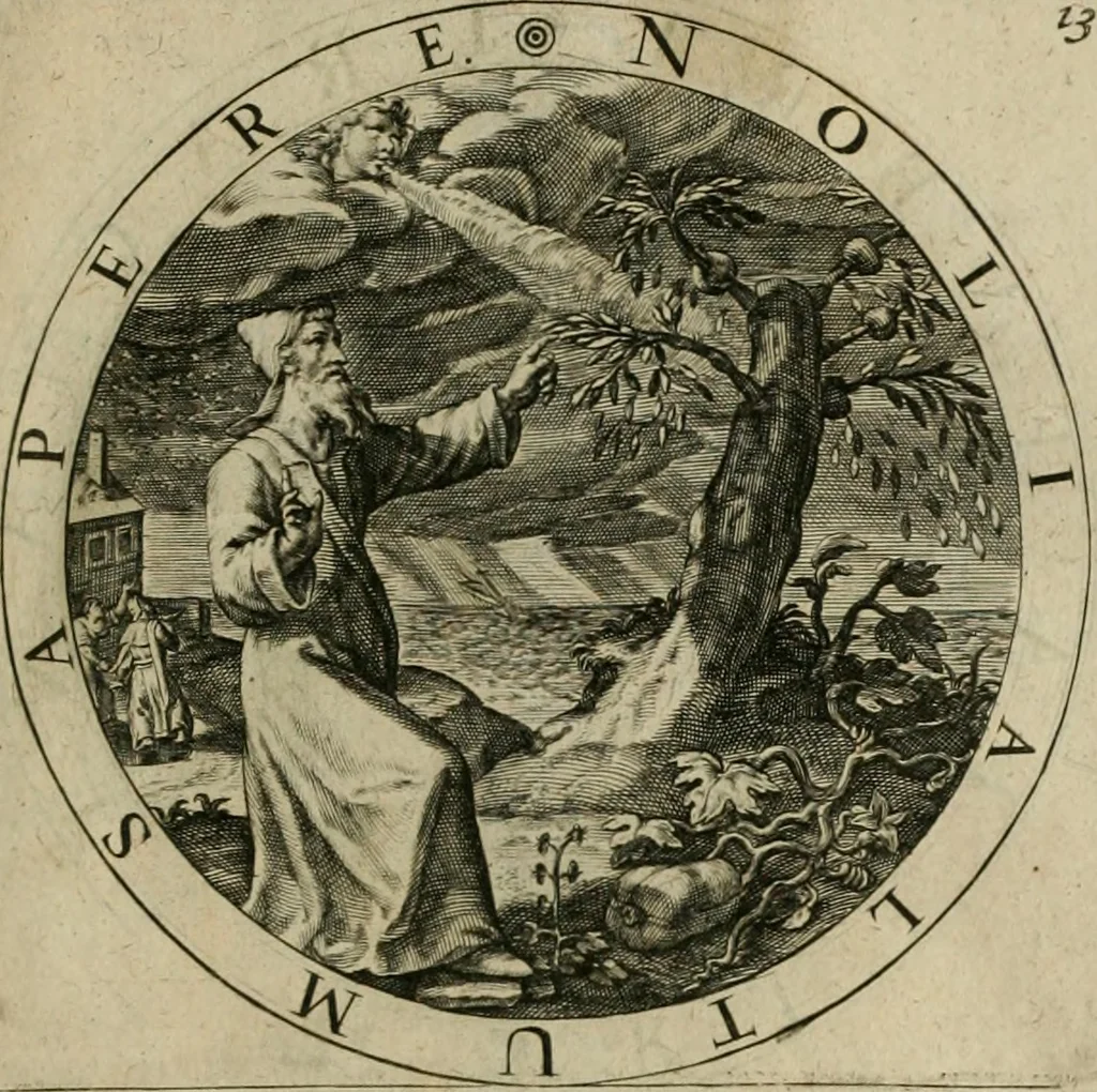 An illustration from A collection of emblemes, ancient and moderne : quickened vvith metricall illustrations, both morall and divine : and disposed into lotteries ..., 1635, leaf 176