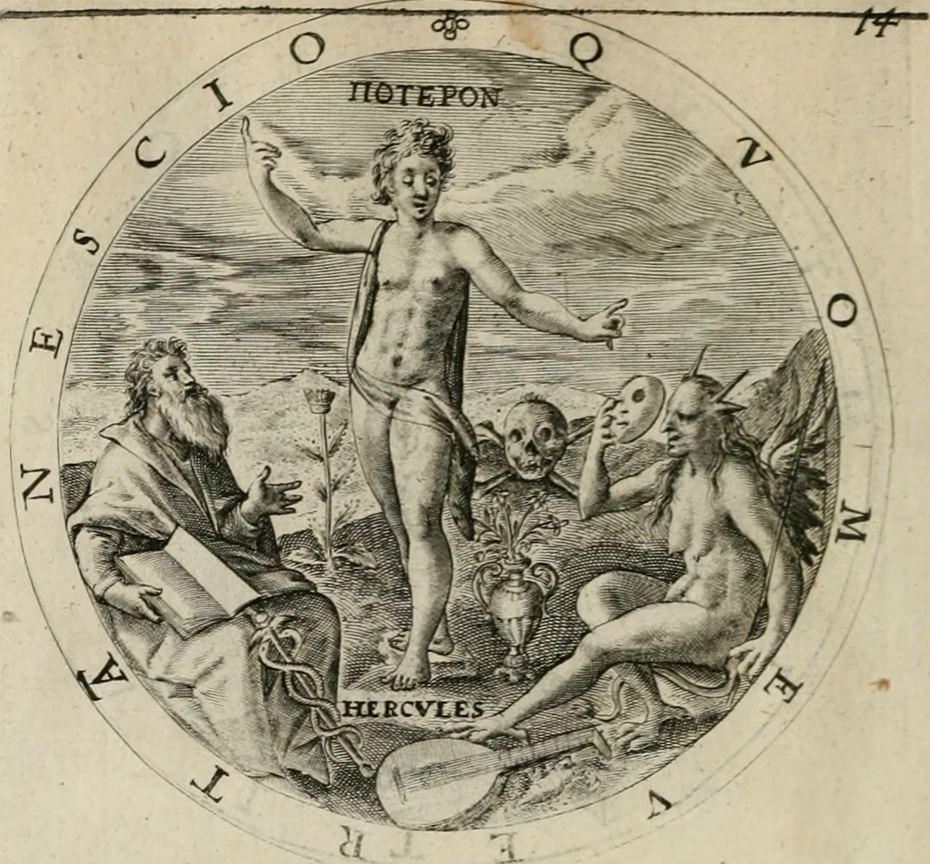 An illustration from A collection of emblemes, ancient and moderne : quickened vvith metricall illustrations, both morall and divine : and disposed into lotteries ..., 1635, leaf 49