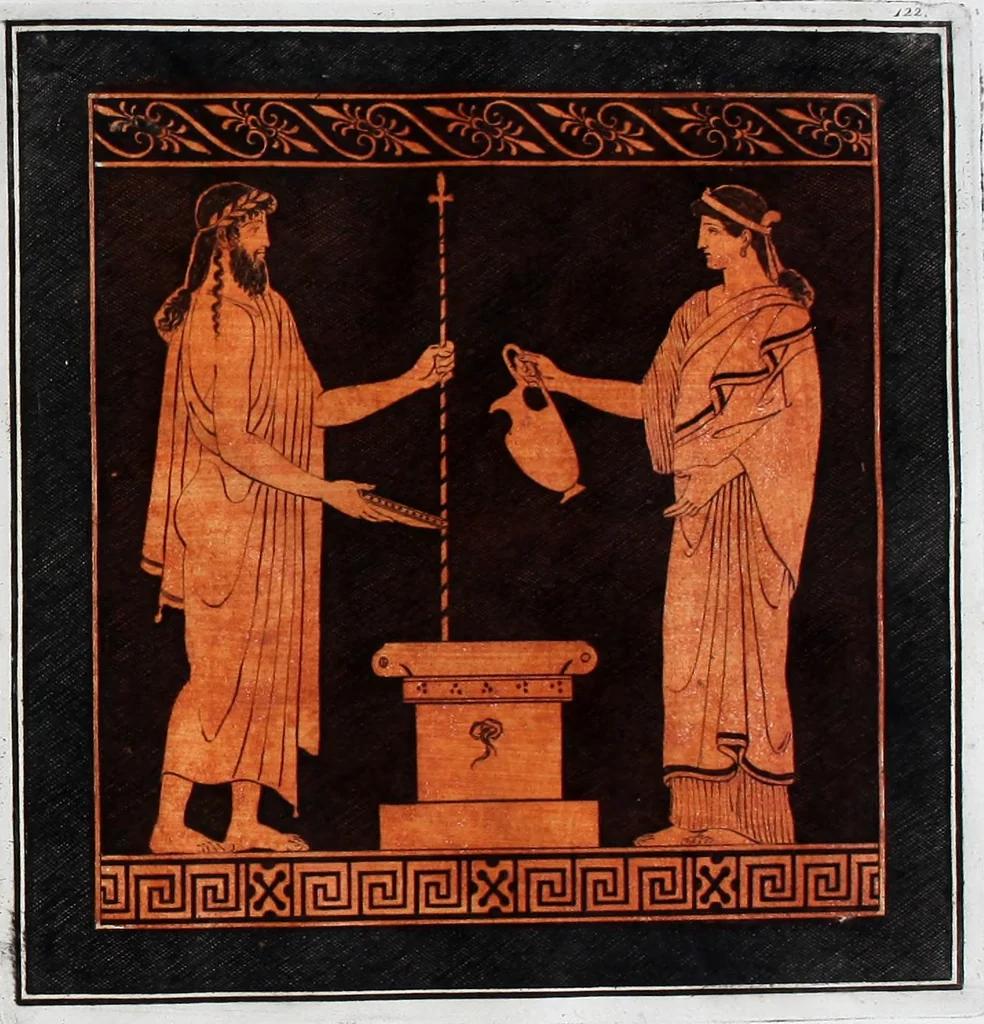 An illustration from Collection of Etruscan, Greek and Roman antiquities from the cabinet of the Honourable William Hamilton, 1766, leaf 406