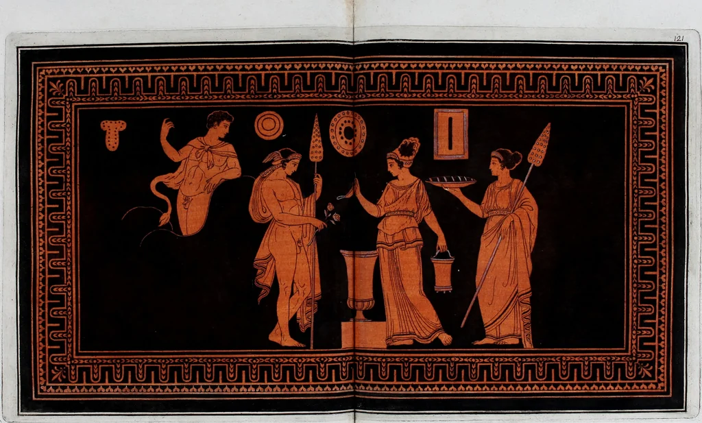An illustration from Collection of Etruscan, Greek and Roman antiquities from the cabinet of the Honourable William Hamilton, 1766, leaf 416
