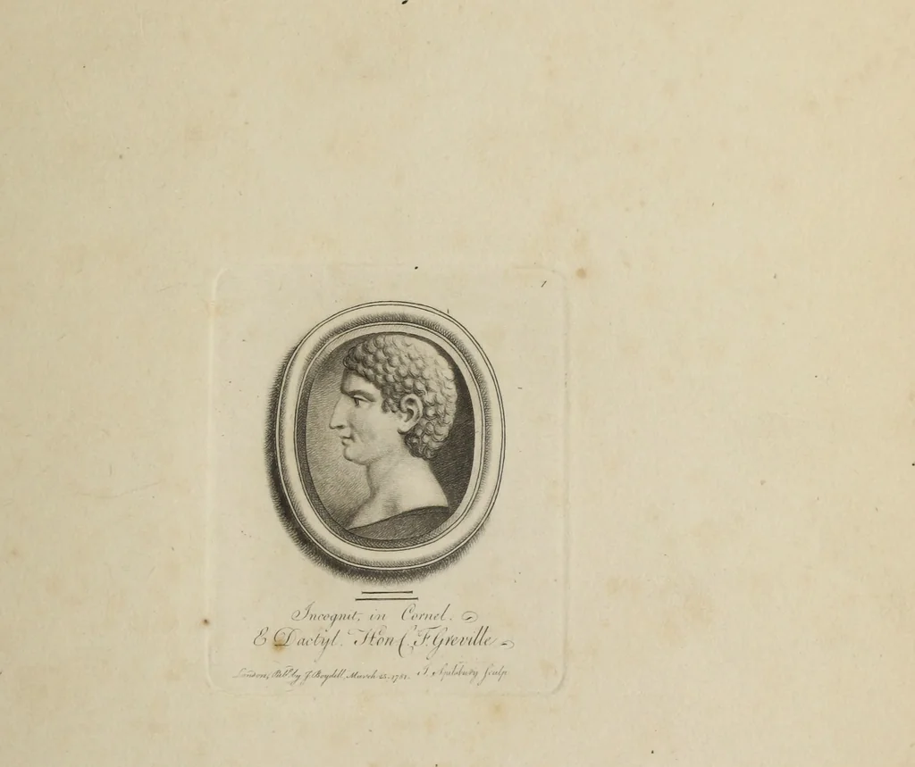 An illustration from A collection of fifty prints from antique gems in the collections of the Right Honourable Earl Percy, the Honourable C.F. Greville, and T.M. Slade, esquire, 1785, leaf 10