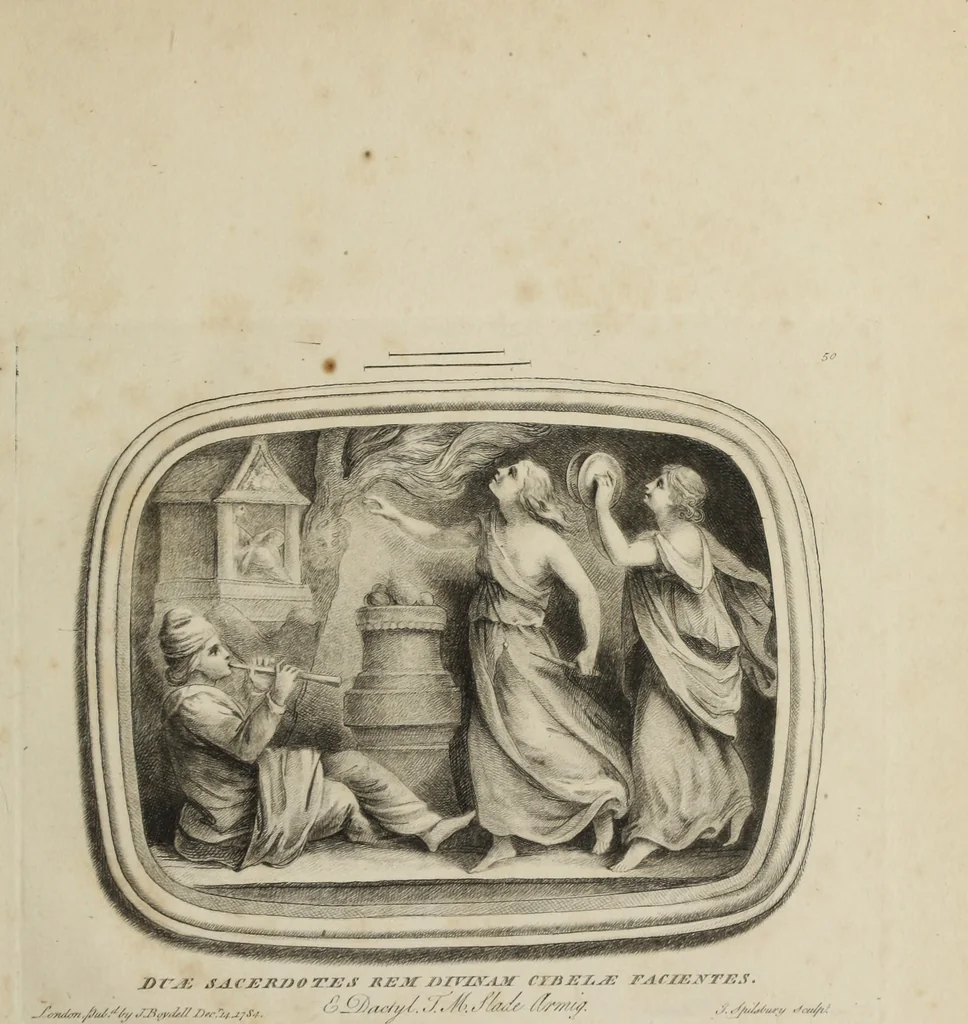 An illustration from A collection of fifty prints from antique gems in the collections of the Right Honourable Earl Percy, the Honourable C.F. Greville, and T.M. Slade, esquire, 1785, leaf 108